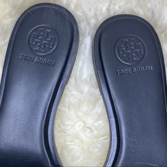 Tory Burch Everly Black Leather Slide Sandals 6 - Picture 8 of 8